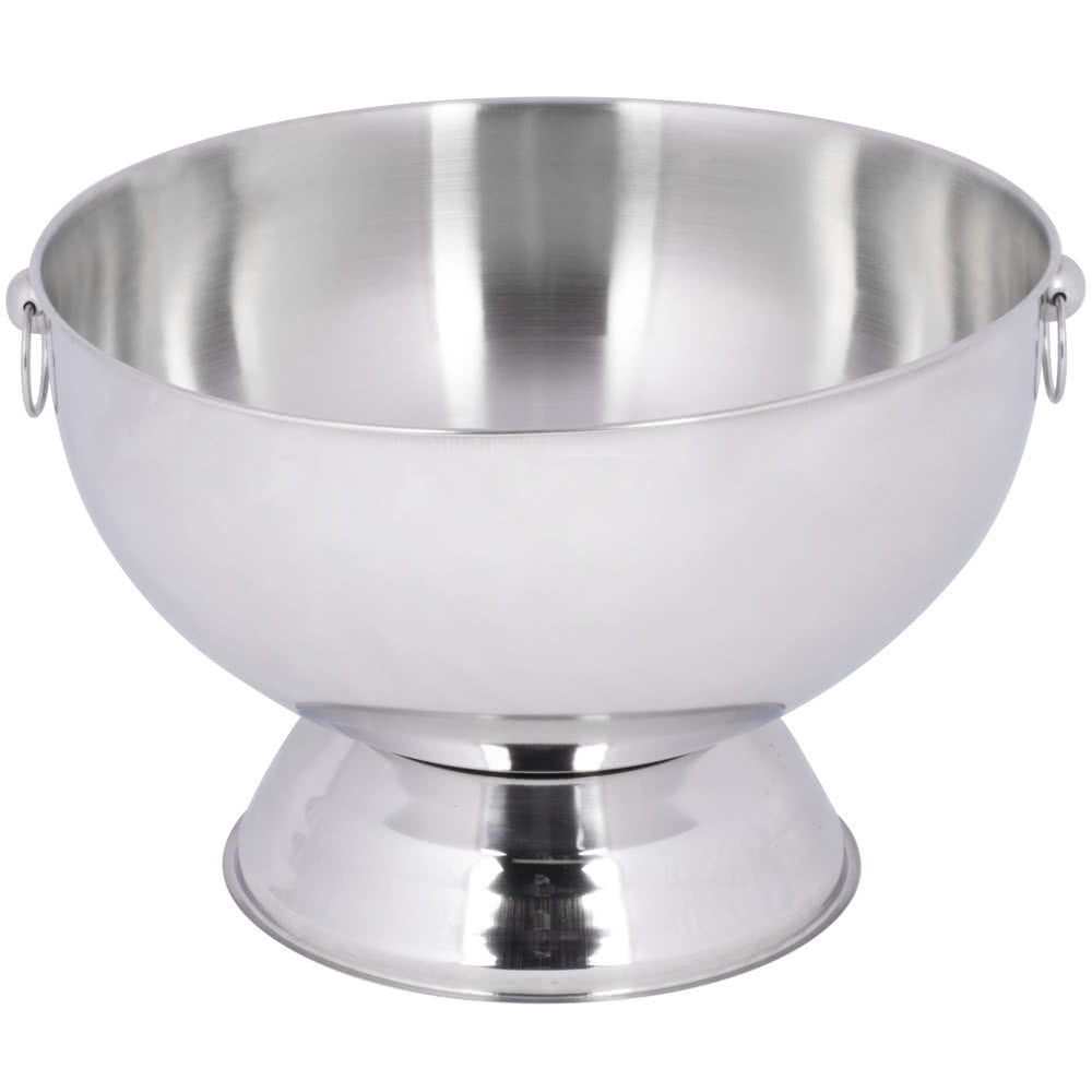 Winco SPB-35 14Qt. Mirror Finish Stainless Steel Punch Bowl/Handle Rings and