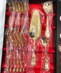Alternative view of Vintage Gold plated Utensil & Cake Serving Set