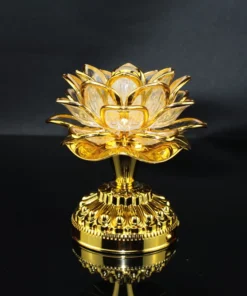 LED Lotus Buddhist Lamp 7 Colorful LED, Built 13 Buddhist Songs. Mangvanusa.com